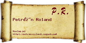 Petrán Roland névjegykártya